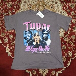 NWT 2PAC Tupac Women's Graphic T-Shirt Grey Size M